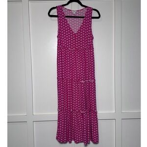 J. Crew Pink Floral Tiered V-Neck Sleeveless Midi Dress Womens Size 4
